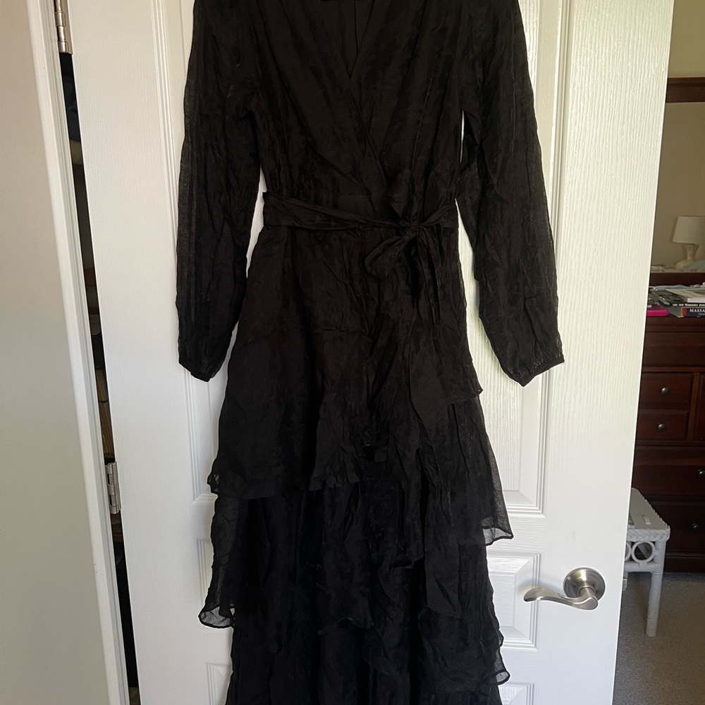 Marie Oliver Black Long Sleeve Tiered Maxi Dress